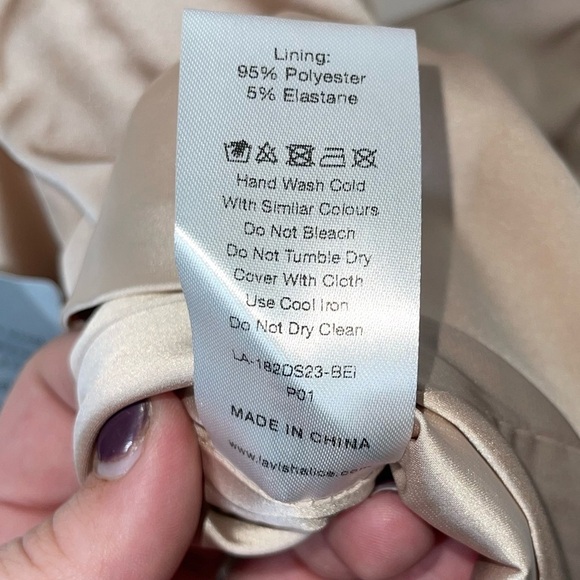 NWT LAVISH ALICE Champagne One Shoulder Gathered Asymmetric Cocktail Dress Sz 14 - Picture 9 of 12